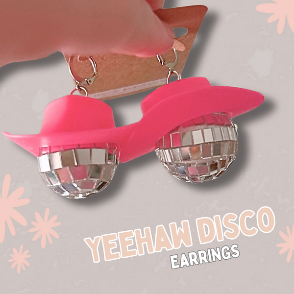 Yeehaw Discoball Earrings - Pink