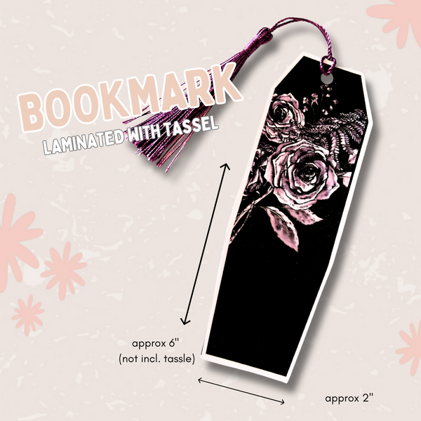 Gothic Dark Romantic Purple Floral - Bookmark with Tassel