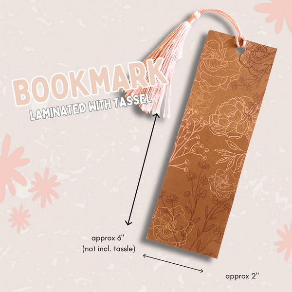 Brown with Pink Floral - Bookmark with Tassel