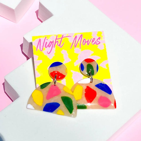 Polymer Clay Terrazzo Earrings in Fruit Punch