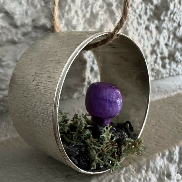 Copy of Ring Mushroom Ornament - purple round top with spots mushroom