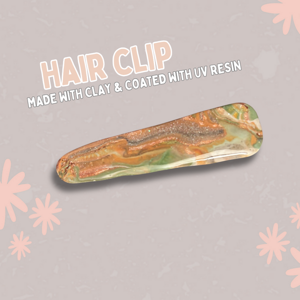 Marble Clay Hair Clip - Earthtones/Brown