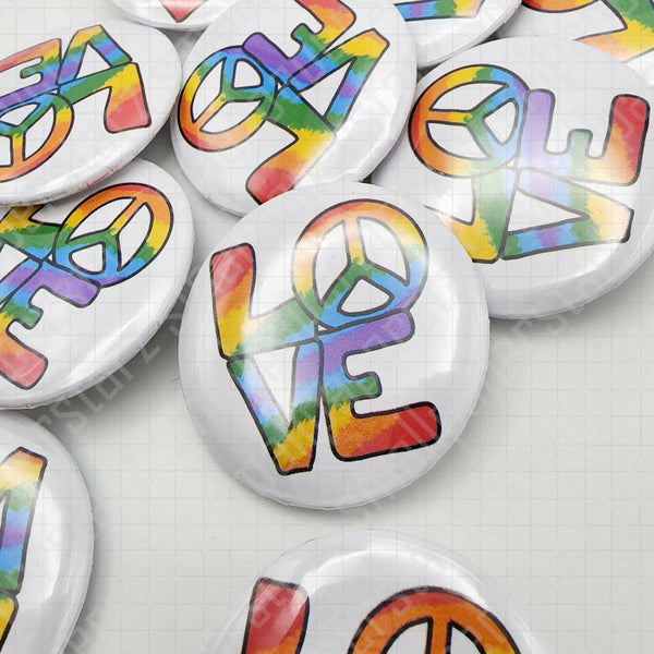 L010 - Love is Love LGBTQ+ Pride Pinback Button / Badge - Shop Motif