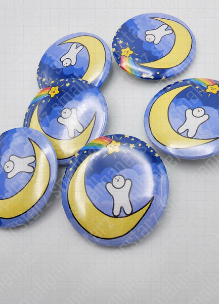 L013 - On the Moon Reach For the Stars Galaxy Pinback Button / Badge