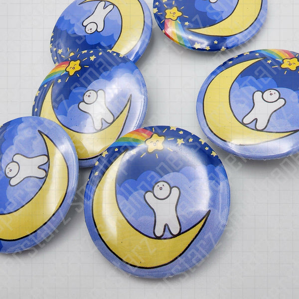 L013 - On the Moon Reach For the Stars Galaxy Pinback Button / Badge - Shop Motif
