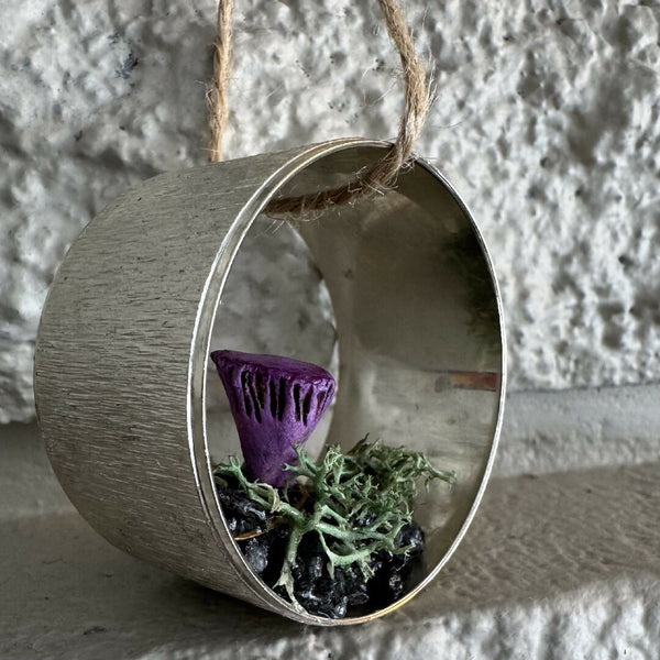 Ring Mushroom Ornament - purple flat mushroom