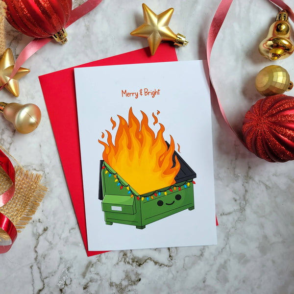 Merry & Bright Dumpster Fire 5x7" Greeting Card - Shop Motif