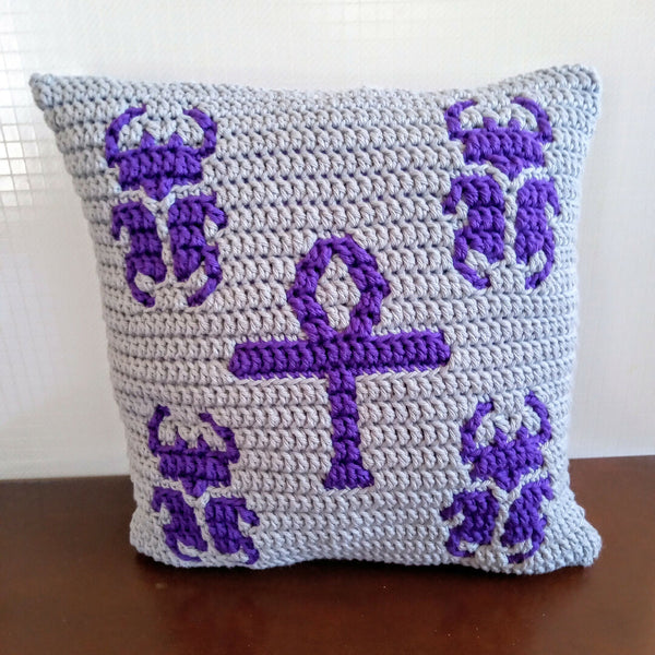 Scarab and Ankh Pillow