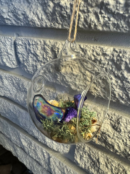 Glass bulb mushroom diorama purple moon