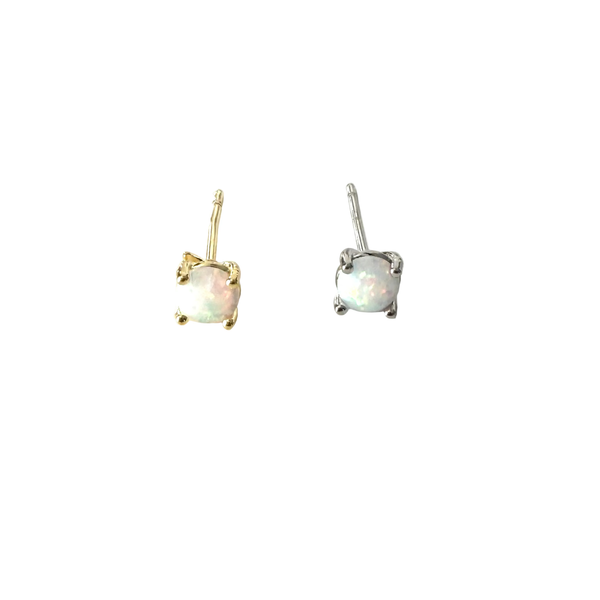 Opal stud earrings in gold and silver