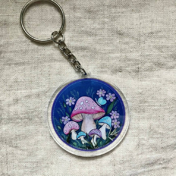 Acrylic Mushrooms Keychain