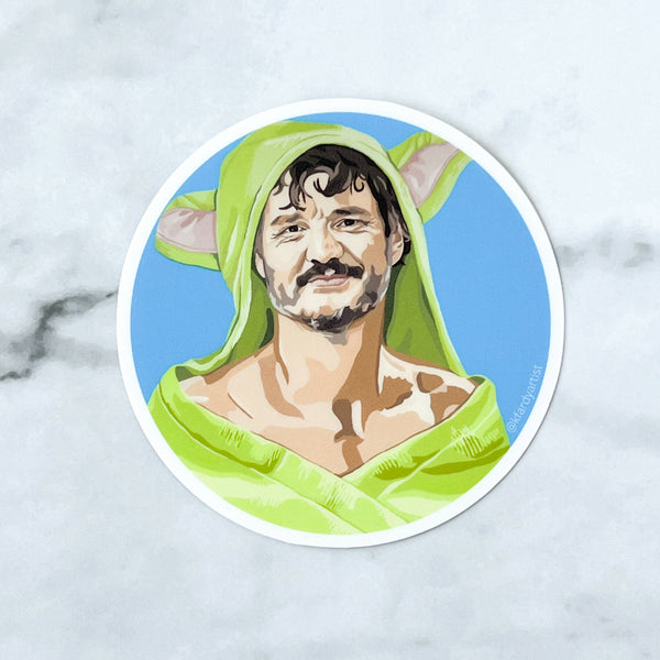 Pedro Pascal in bath wrap sticker