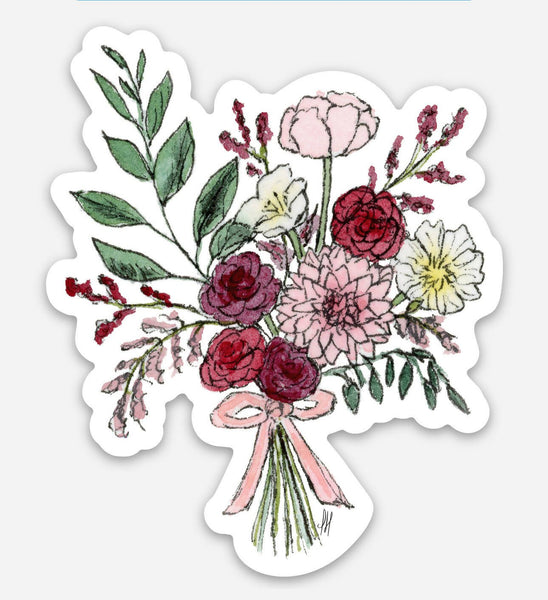 Pink Flower Bouquet - Vinyl Sticker - Shop Motif