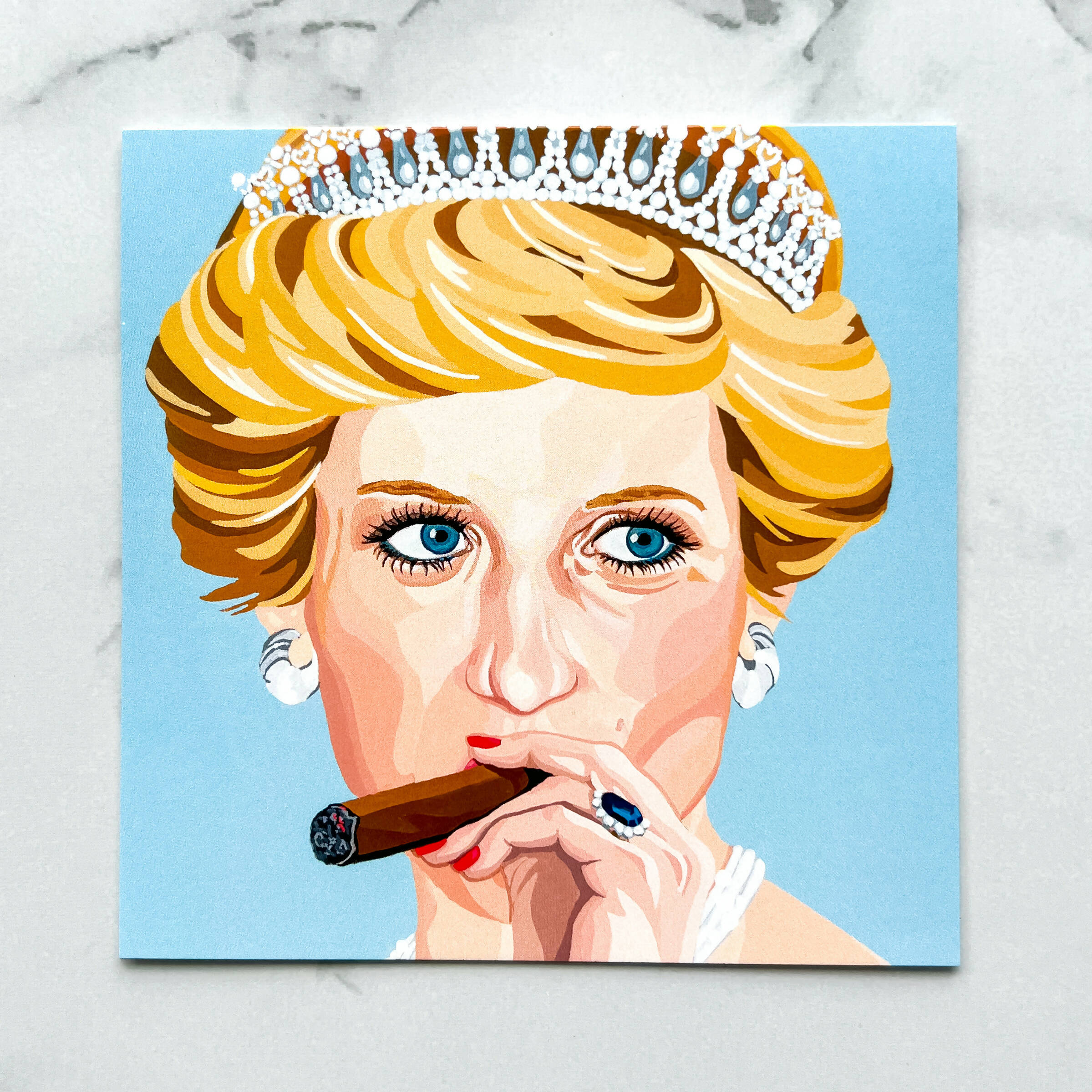 Princess Diana with cigar blank greeting card – Flamingo Motif Boutique