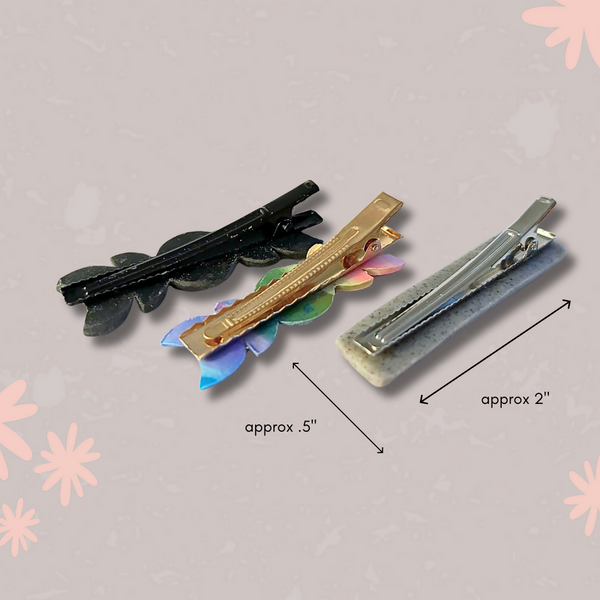Moon Phase Clay Marble Hair Clip - Red/Auburn/White