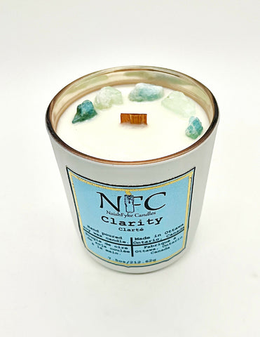 Clarity aquamarine crystal candle