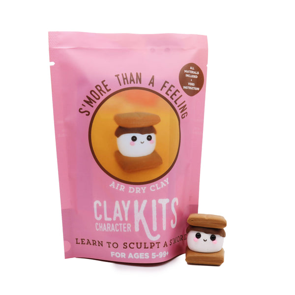 S'more Than A Feeling DIY Air Dry Clay Kit packaging with a cute marshmallow character on a white background