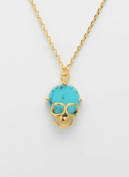 Spooky Skull Turquoise Necklace