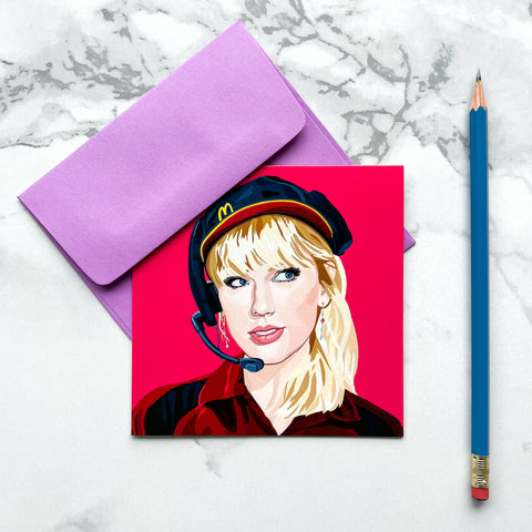 Taylor Swift McDonalds employee blank greeting card - Shop Motif