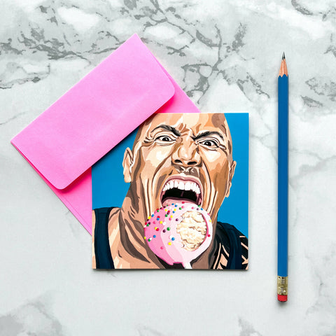 The Rock with cake pop blank greeting card - Shop Motif