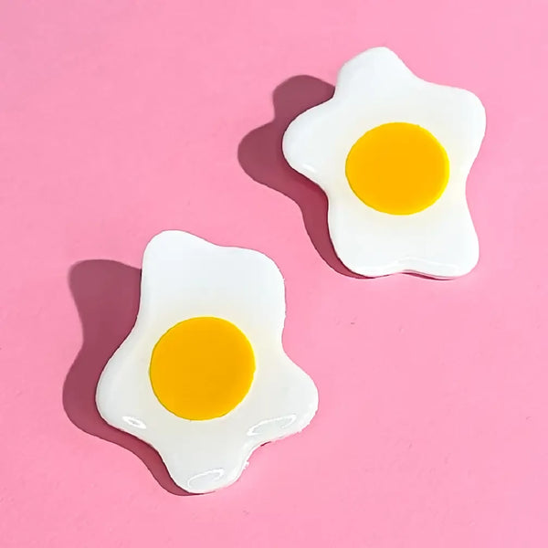 Just Yolking Polymer Clay Fried Egg Stud Earrings
