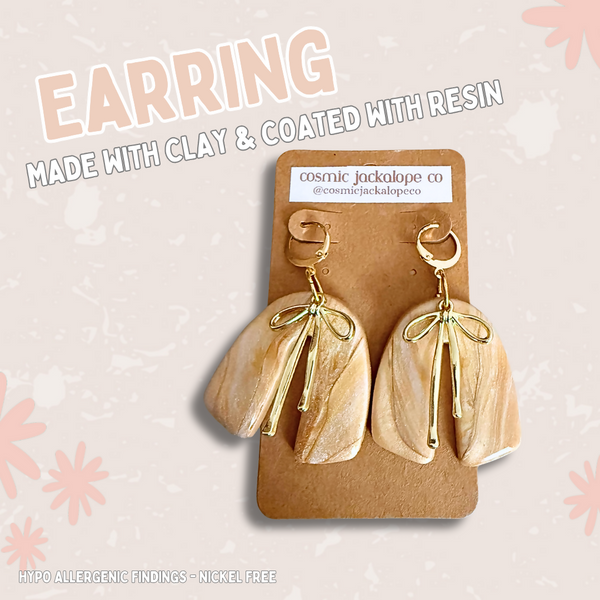 Golden Arch with Bows Clay Earrings