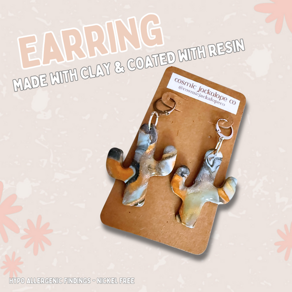 Multi Colour Cactus Clay - Dangle Earrings