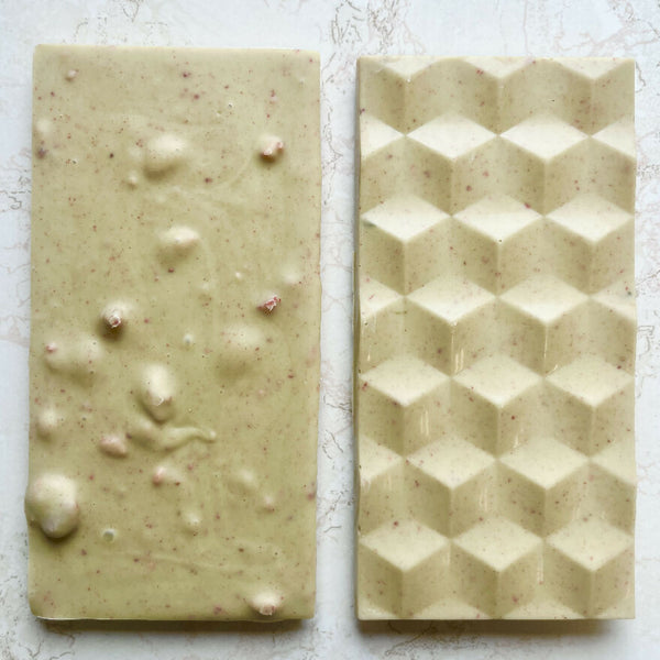 White Chocolate Strawberry Matcha Chocolate Bar