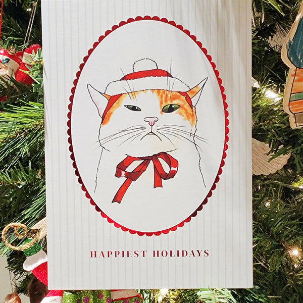 Happiest Holidays Cat Card by Vanderbaander