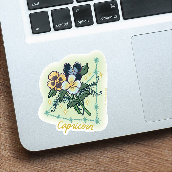 Lucky Mfg. Co. - Capricorn Zodiac Flower Vinyl Sticker - Shop Motif