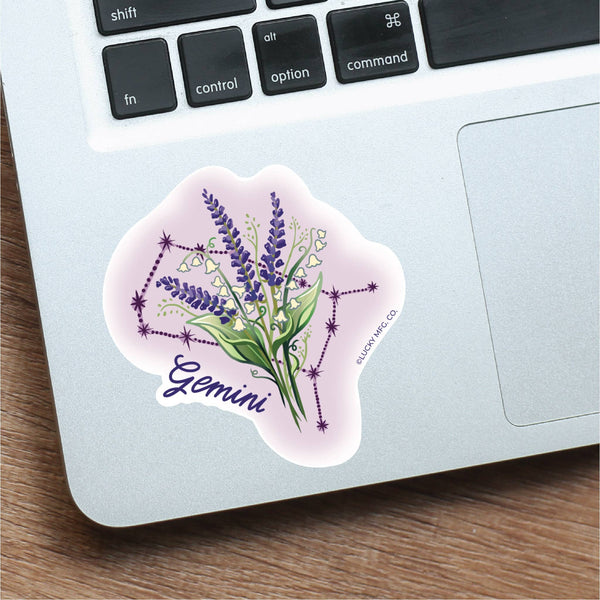 Lucky Mfg. Co. - Gemini Zodiac Flower Vinyl Sticker - Shop Motif
