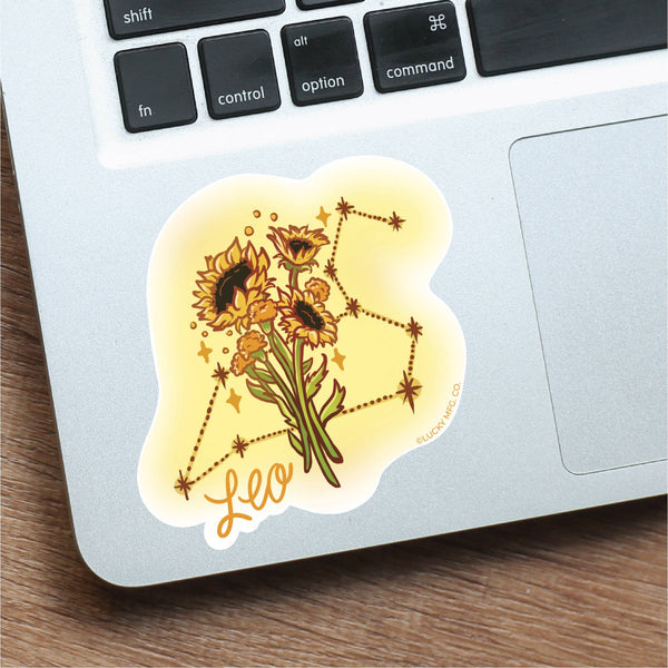 Lucky Mfg. Co. - Leo Zodiac Flower Vinyl Sticker - Shop Motif
