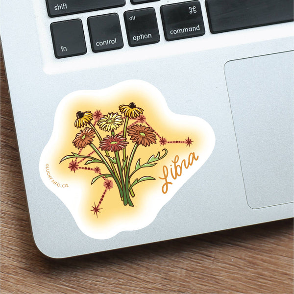 Lucky Mfg. Co. - Libra Zodiac Flower Vinyl Sticker - Shop Motif