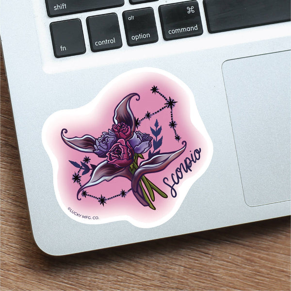 Lucky Mfg. Co. - Scorpio Zodiac Flower Vinyl Sticker - Shop Motif