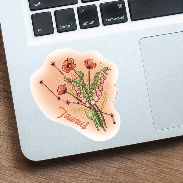 Lucky Mfg. Co. - Taurus Zodiac Flower Vinyl Sticker - Shop Motif